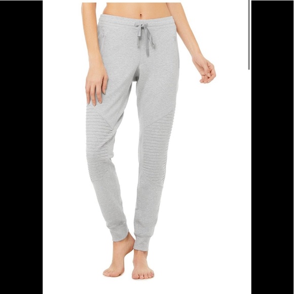 ALO Yoga Pants - Alo Urban Moto Sweatpant Dove grey Heather